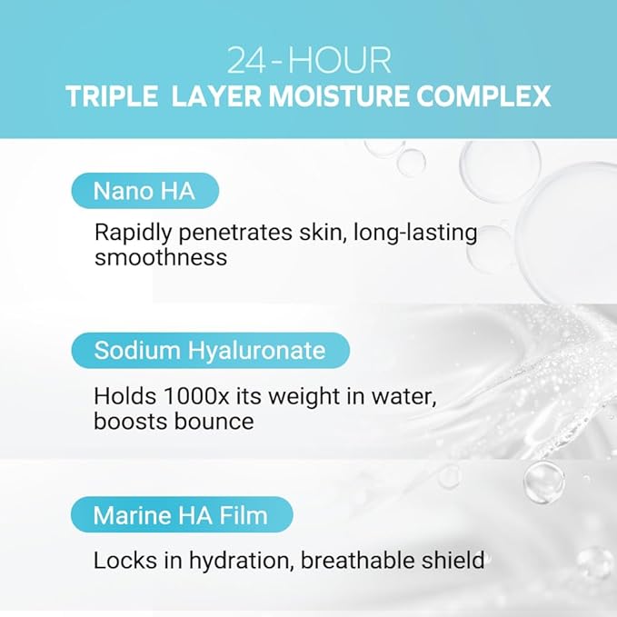 Hydrolyzed Hyaluronic Acid Serum (30ml) for all ages(teen & adult) | Triple HA Complex with Algae & Sodium Hyaluronate | Deep Hydration, Fine Line & Wrinkle Care, Sensitive Skin Safe