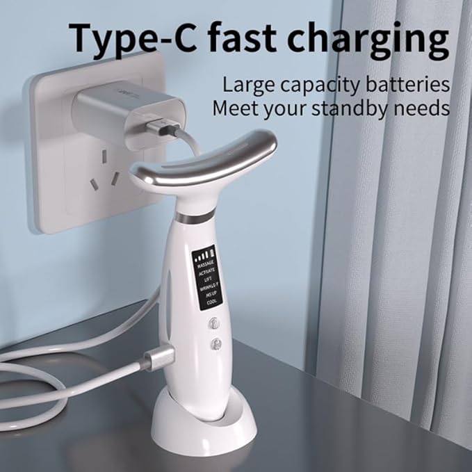 Facial Massager -7 Color Red-Light-Therapy for Face and Neck for Wrinkles, Double Chin, Vibrating Facial Massager with Thermals (Black5)