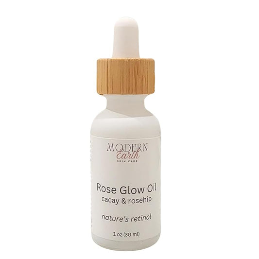 Rose Glow Oil, Organic Face Oil for Dry Skin, Fine lines, Vegan, Cacay Oil, Frankincense, Natural Retinol A 1 fl oz
