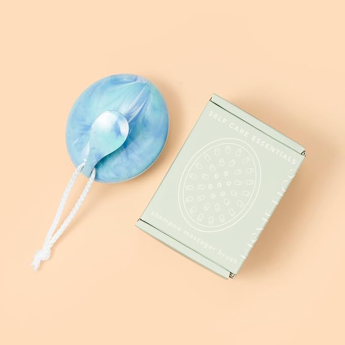 Shampoo Massager Brush, Scalp Massager and Exfoliator Features Soft Bristles to Aid in Dandruff Relief, Increase Circulation, Stimulate Hair Growth for Healthy Looking Hair (Blue Marble)