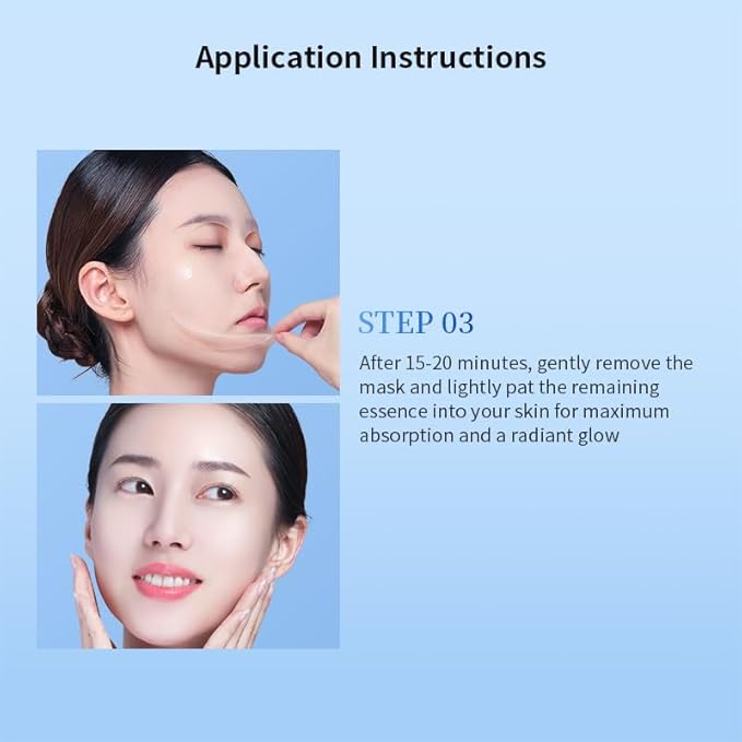 Hydrating Hyaluronic Acid Face Mask, Anti-Aging & Firming Collagen Sheet Mask, Deep Moisture & Skin Elasticity Boost, Suitable for All Skin Types, 28ml*5ea.