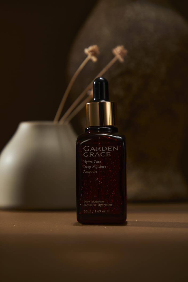 GARDENGRACE (Korean Skincare) Hydra Care Deep Moisture Ampoule(serum) 50ml, 1.69 fl.oz, Rich Natural Korean Skincare for an Even Skin Tone. Aloe vera leaf water instead of purified water(70.26%)