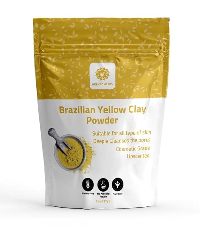 Brazilian Yellow Clay Powder 227 g - Natural | Cosmetic clay powder for Skin Care| Face Mask | Soap Making