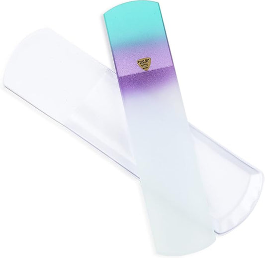 BONA FIDE BEAUTY Czech Glass Dual-Sided Glass Foot File, Scraper, and Rasp. Luxurious Self-Care Gift for Women