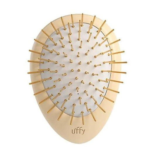 Uffy Acubrusher – 24K Gold-Plated Gua Sha Hair Brush | Ergonomic Scalp Massager for Dandruff & Hair Growth | For All Hair Types | Ideal Gift for Mom in Sunshine Yellow