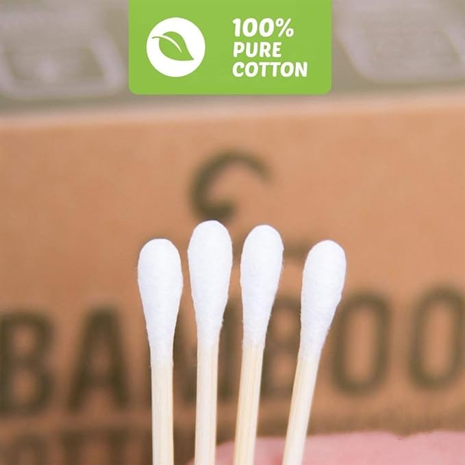 Bamboo Cotton Swabs 2000 Count | Eco-Friendly & Pure Cotton Buds | Double Tipped Sticks | 100% Plant-Based & Natural | Perfect for Makeup & Nail Applications, Arts & Crafts, Removing Dust & Dirt…