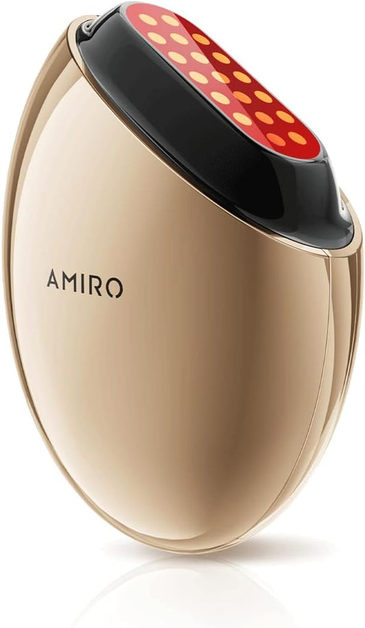 AMIRO S1 Skincare Facial Device, Stamp-Style Elasticity Boosting Tool with 19-Dot Matrix Heads for at-Home Skin Smoothing - Gold