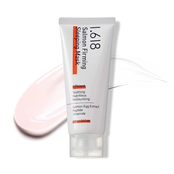 1.618 Salmon Firming Sleeping Mask 3.53oz - Korean Overnight Moisturizer Face Cream with Peptide, Vit-P, Beta Glucan, Centella Asiatica, Ceramide NP, Niacinamide, Adenosine, Trehalose