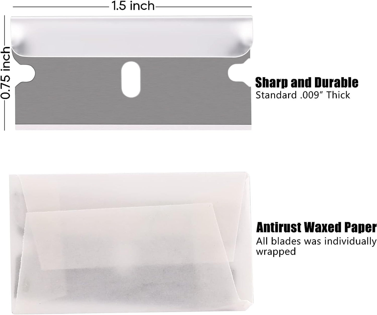 REXBETI 400PCS Single Edge Razor Blades, Industrial Scraper Razor Blades, One Edge Razor Blade, Replacement Box Cutter Blades, Suitable for Removing Labels, Decals, Stickers