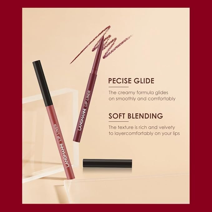 LANGMANNI 4pcs Matte Lipstick with Lipliners Durable Makeup Set,Long-Lasting Non-Stick Cup Not Fade Waterproof Pigmented Velvet Lipgloss Kit Beauty Cosmetics Makeup Gift for Girls(#1+2+8+11)