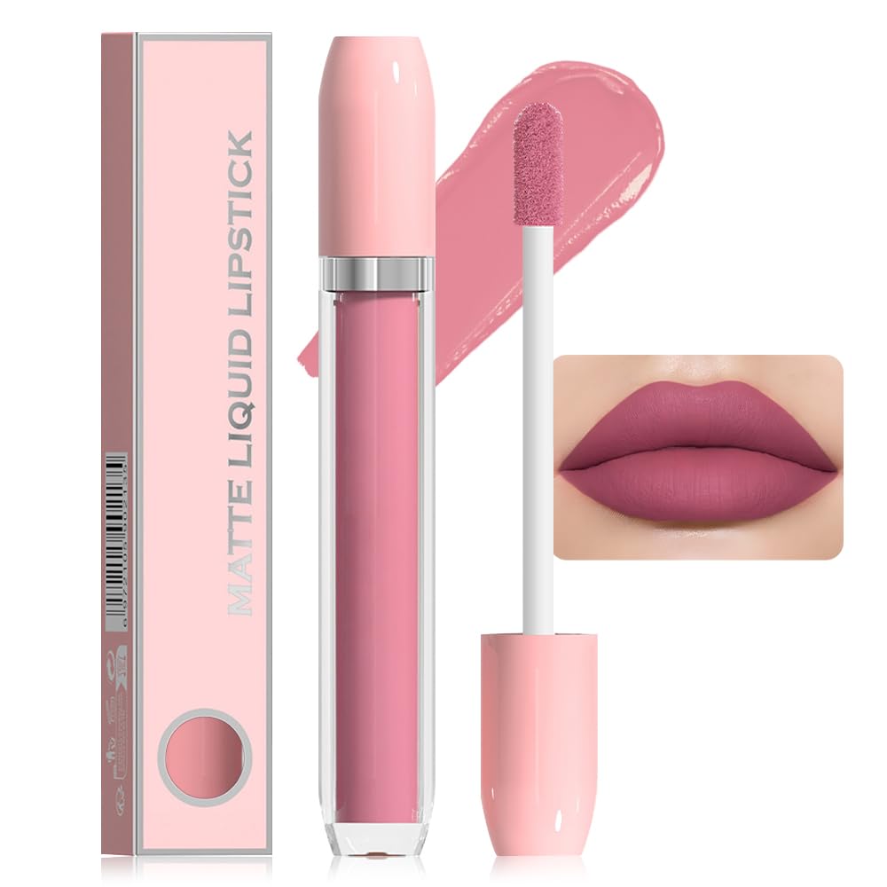 BINGBRUSH Super Matte Longwear No-Budge Stay On Smudge Proof Liquid Lipstick Long Lasting Makeup for Women,Highly Pigmented Color and Instant Shine, Cheeky