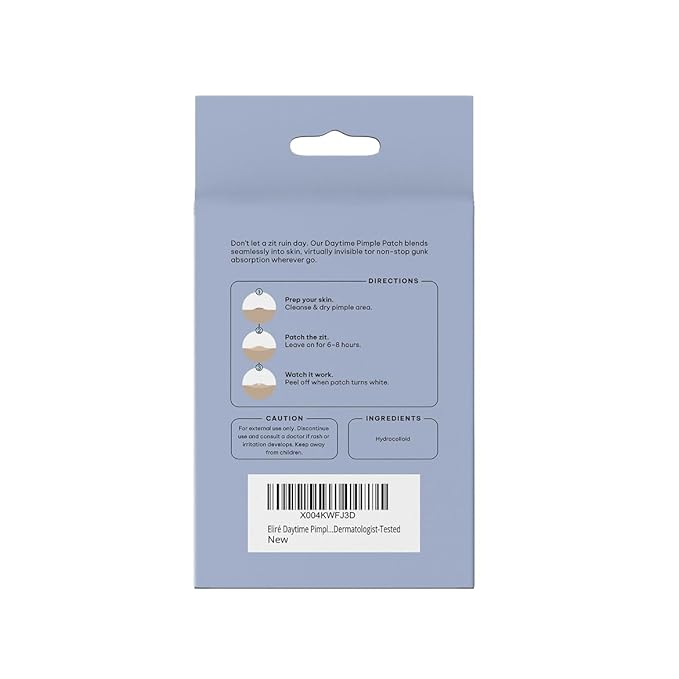 Eliré Daytime Pimple Patch – Ultra-Thin & Invisible Pimple Stickers – Heals & Protects While Blending with Skin – Works Under Makeup, Non-Drying & Dermatologist-Tested