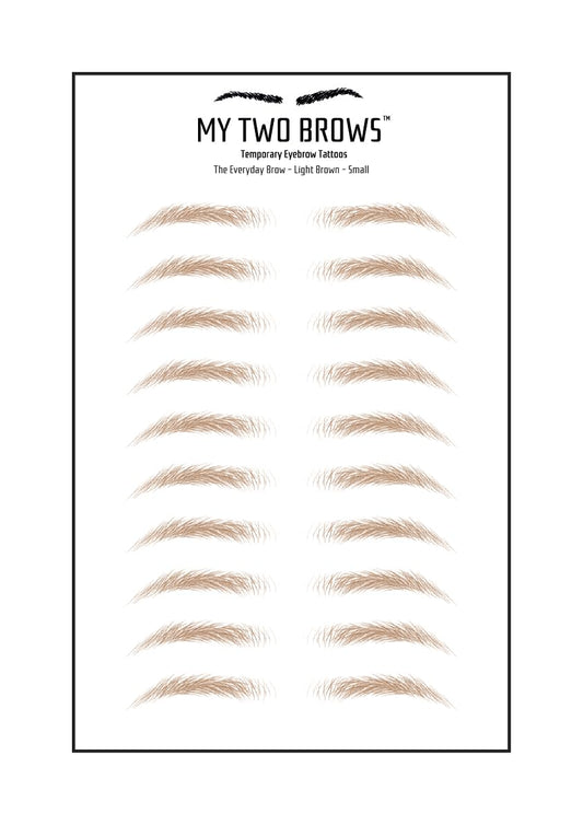 (10 pairs) Light Brown Temporary Eyebrow Tattoo - Small Size - Waterproof & Smudgeproof - Everyday Brow Style Eyebrow Stickers - Sheet Lasts up to 30 Days - Won't Work on Existing Brows