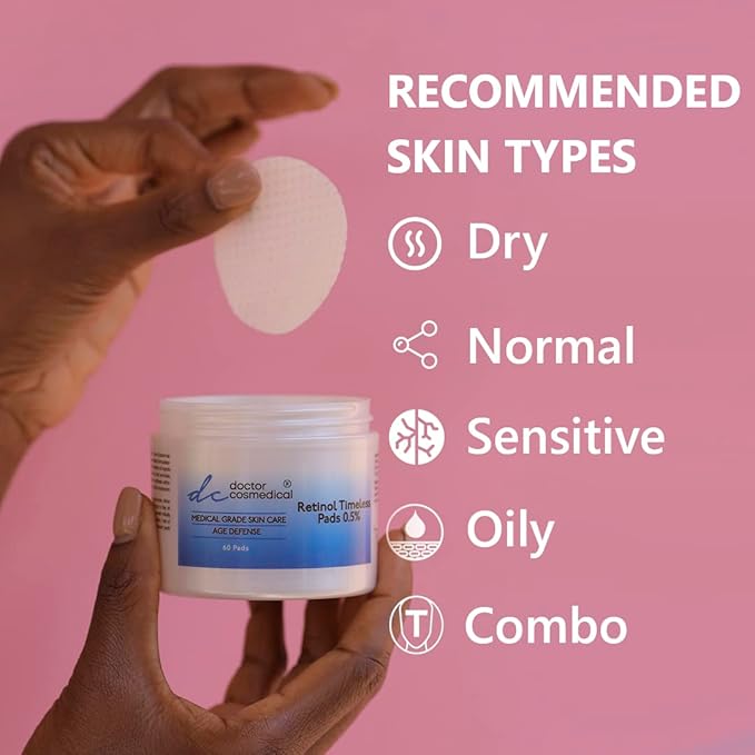 Retinol 0.5% Timeless Pads for Face - Pack of 60 Face Pads – Vitamin C, E Face Pads – Advanced Brightening & Anti-Aging Pads - Reductions in Fine Lines, Wrinkles, & Uneven Skin Tone