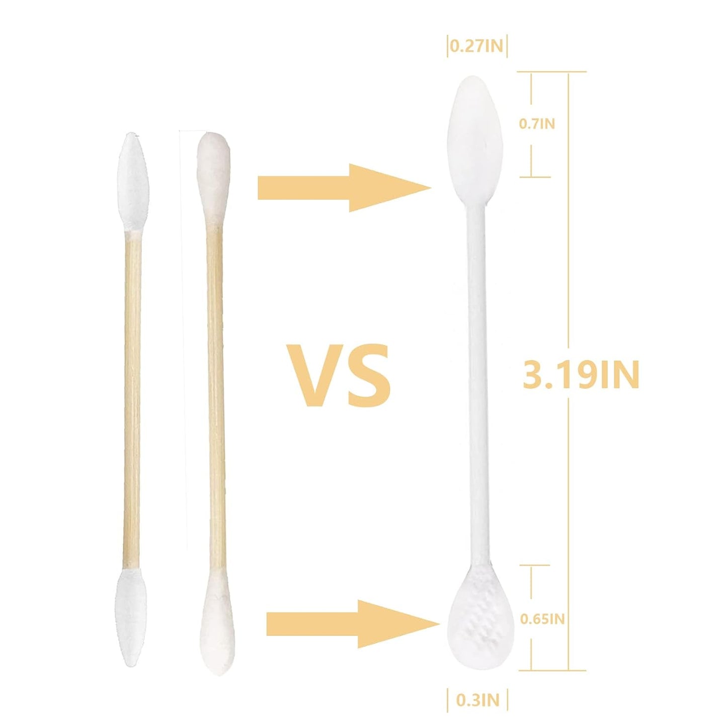 Paper Stick Thick Cotton Swabs with Precision and Flattened Tip 375pcs, Pointed&Flattened Tip Cosmetic Applicators XL Size