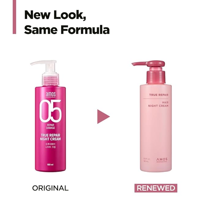 AMOS PROFESSIONAL True Repair Hair Night Cream l Overnight Hair Leave-in Conditioner, Hydrating & Deep Conditioning for Dry and Damaged Hair, 6.0 fl.oz