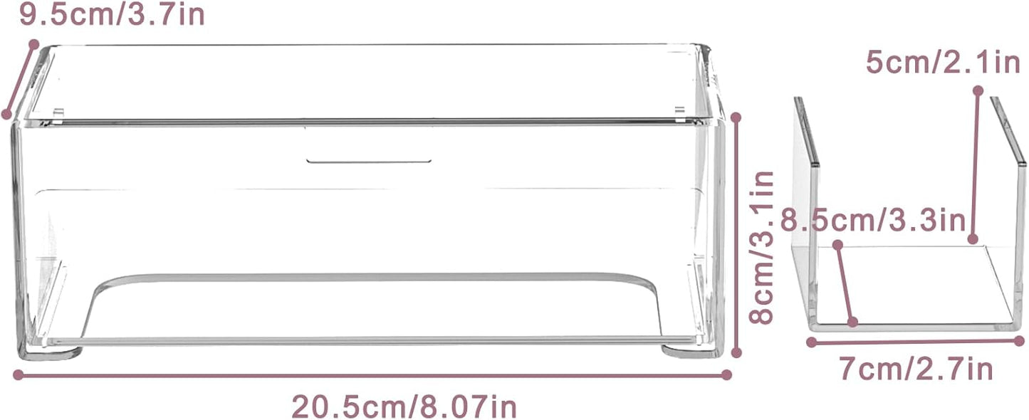 Stackable Storage Drawers Clear Plastic Storage Bins Bathroom Drawer Organizer Medicine Cabinet Organizer Makeup Organizers w Removable Divider Home Workspace Office Desktop Vanity Gift Idea 2Pack