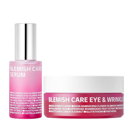 ISOI Rosy Glow Duo - Blemish Care Up Serum & Eye Wrinkle Patch for Glass Skin, Korean Skincare