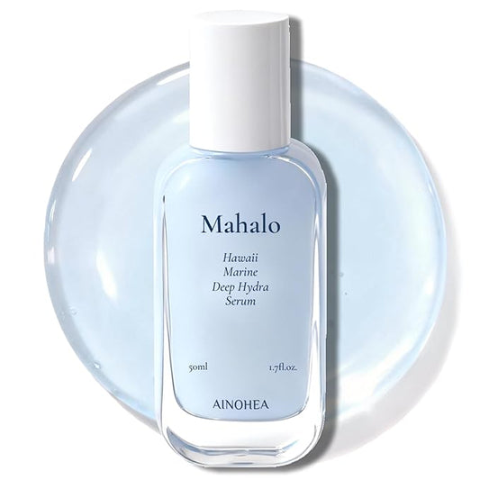 Mahalo Hawaii Marine Deep Hydra Serum – Ultra Soothing, Cooling & Hydrating Booster with 8-Type Hyaluronic Acid & Spirulina Extract, Lightweight Heat-Relief Serum, Korean Skin Care, 50ml