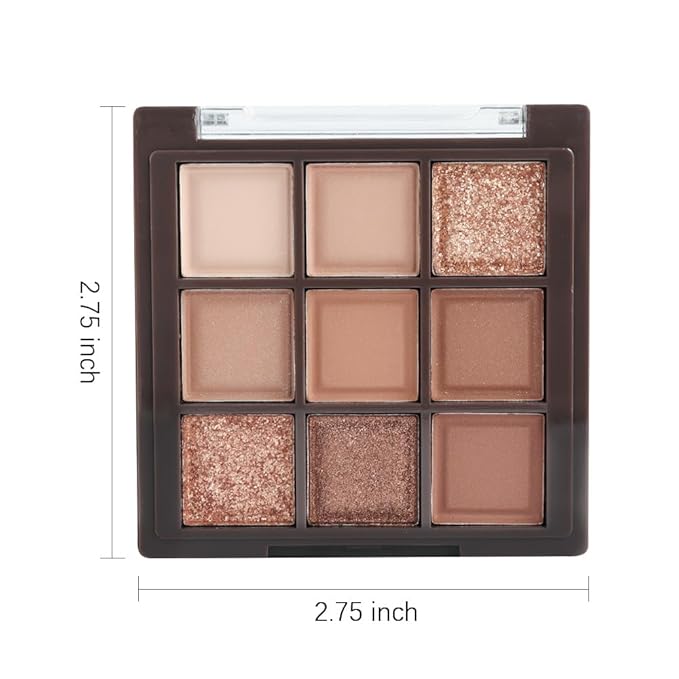 Neutral Brown Eye Shadow palette- Rose Gold Dark Brown Eyeshadow Palette Colorful 9 Colors, Matte Shimmer Highly Pigmented Nude Eyeshadow Palette Makeup Naturing-Looking Long Lasting2