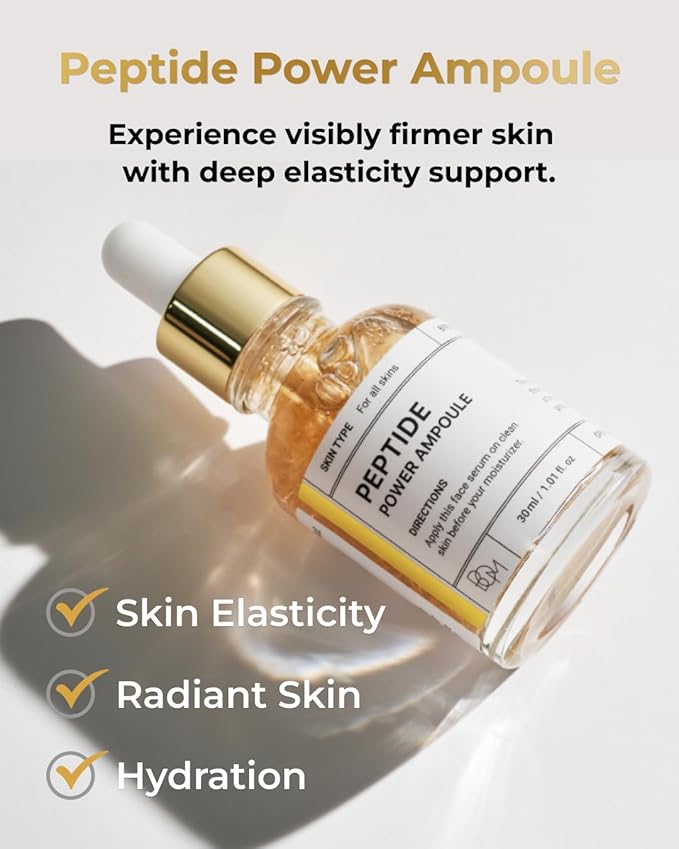 BOM COSMETICS A Set of Peptide Power Skincare With 5 Kinds of Items (Toner, Ampoule, Cream, Eye Cream, Sleeping Mask), 24K Gold & Pentapeptide for Skin Collagen Boost, Korean Skincare