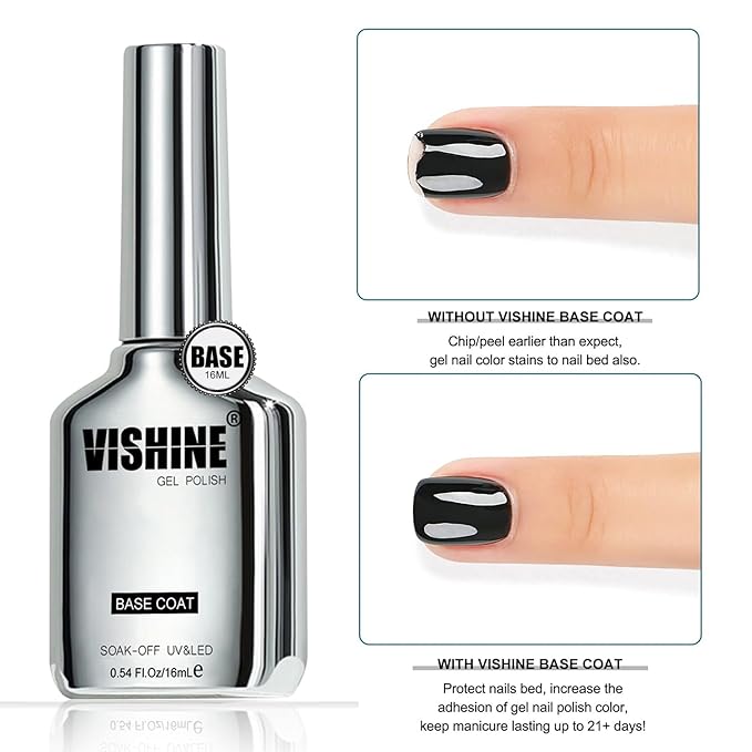 Vishine 3Pcs 16ml No Wipe Gel Base Top Coat Set & Blooming Gel, Shine Finish Top Base Gel Spreading Marble Effect Long Lasting Soak off UV LED Nail Gel Nail Art Design