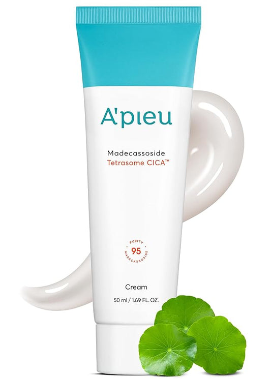 A'PIEU Madecassoside Tetrasome Cica Cream 1.69 fl oz | Calming, Hydrating Moisturizer for Redness, Sensitive Skin & Skin Barrier Support | Centella Asiatica + Madecassoside | Korean Skincare.