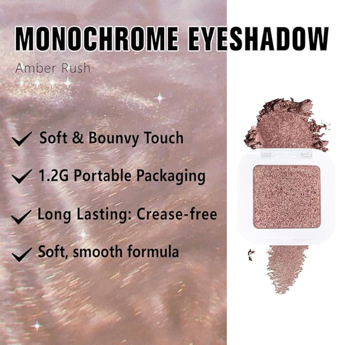 Brown Shimmer Single Eyeshadow Makeup Palette, Natural Brown Single Eye Shades, Mini Travel Palette for Women, Everyday Eyeshadows Makeup 21#