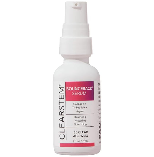 CLEARSTEM BOUNCEBACK Radiant Facial Serum - Peptide Serum for Hydration & Smooth-Looking Skin with Tri-Peptides and Mango Fruit Extracts - Lightweight Formula for Softer and Balanced-Looking Skin