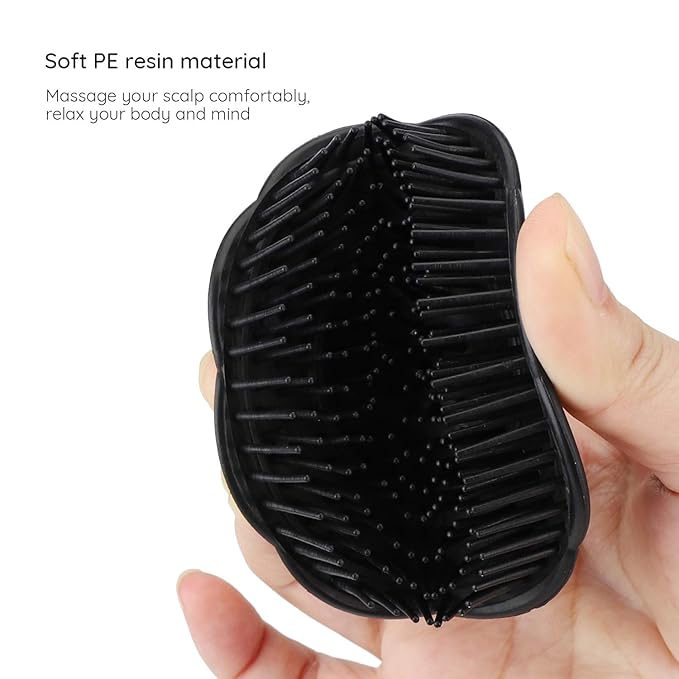 Segbeauty 2pcs Scalp Massage Shampoo Brush, Massage Hair Brush Floriated Shower Comb for Deep Cleaning Hair Men’s Hand Brush Growth Beard Brush Pet Grooming Brushes (Black)