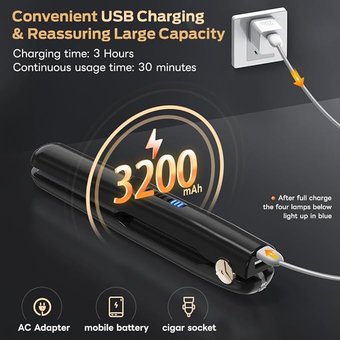 Cordless Hair Straightener and Curler 2 in 1 Ceramic Flat Iron Mini Cordless Portable Travel Hot Tools Straight Curl for Women Men USB Rechargeable with Pouch (Black)