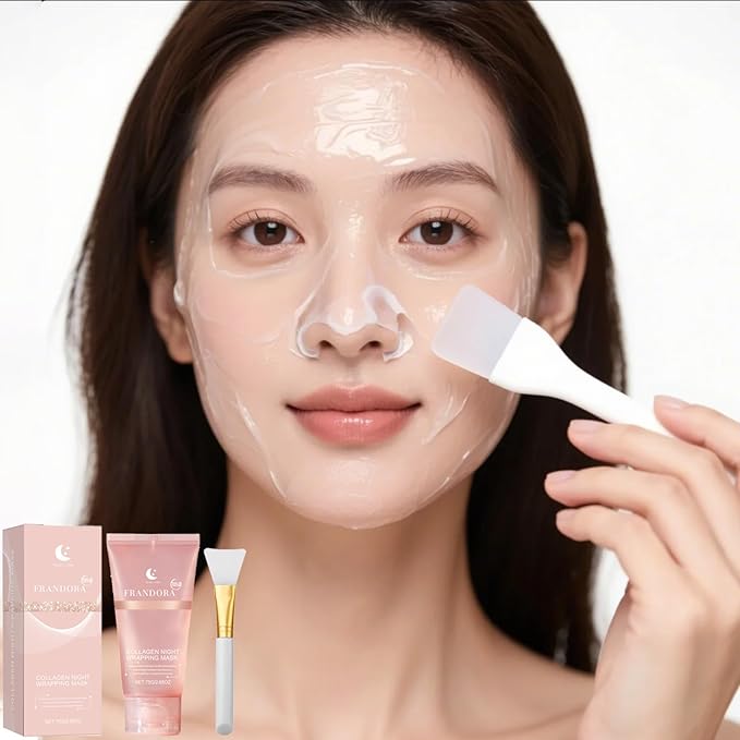 Collagen Night Wrapping Mask,Sleeping Overnight Peel off Facial Mask,Elasticity & Hydration,Hydrates and Tightens Skin，Korean Skincare for Face Glass Skin 2.65oz