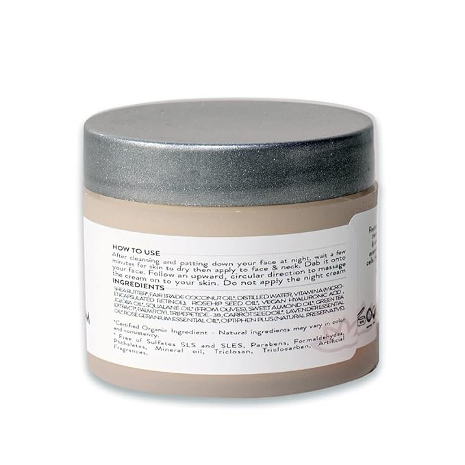 GLIMMER GODDESS Organic Retinol Wrinkle Repair Face and Neck Cream, 2 oz