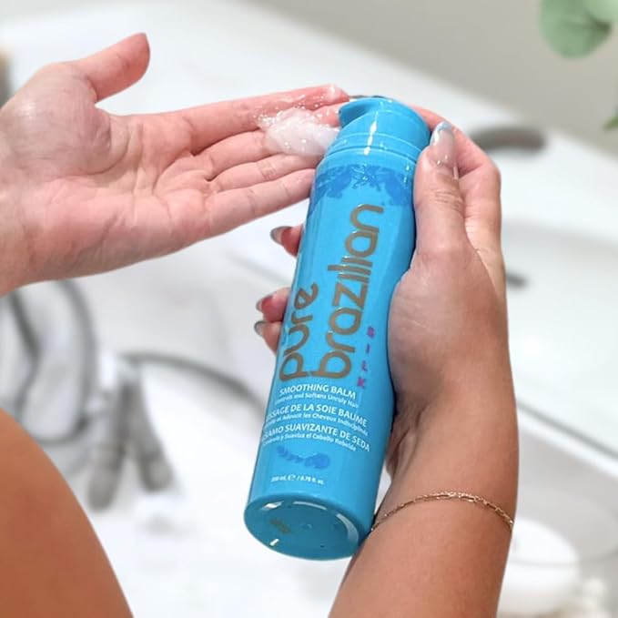 Pure Brazilian Silk Smoothing Balm with Keratin, Hydrolyzed Silk & Coconut Oil, Anti-Frizz, Nourishing & Strengthening, Salon-Quality Treatment, Pack of 2, 6.78 Oz