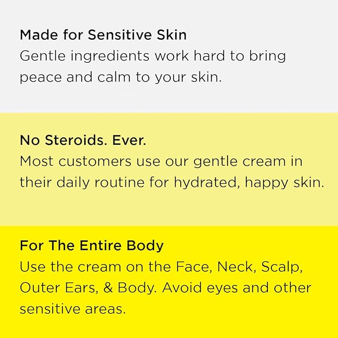 Seborrheic Dermatitis Face Cream for Sensitive Skin - Hydrates & Supports the Skin Barrier with MCT Oil, Squalane - Moisturizing Face, Scalp and Body Cream - No Steroids, Gentle Ingredients