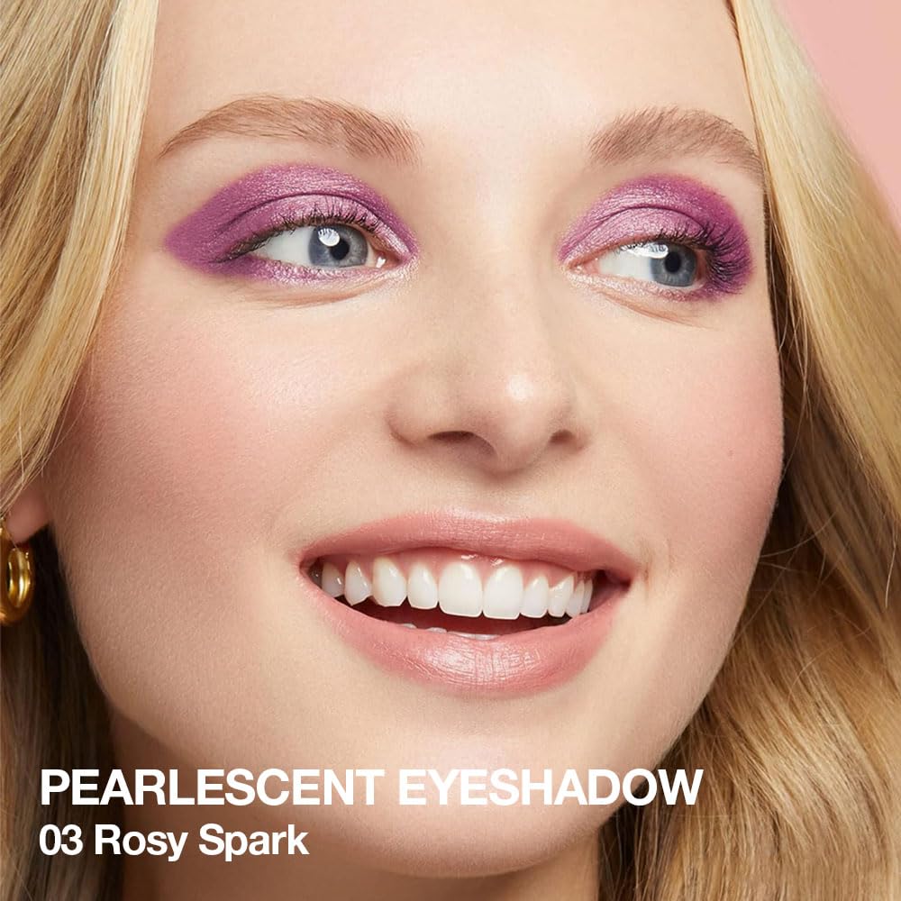 BINGBRUSH Glitter Eyeshadow Stick & Eyeliner Pencil, 4-in-1 Metallic Shimmer Cream Eyeshadow, Long-Lasting Waterproof Eye Brightener, Highly Pigmented Eye Makeup(#03-Rosy Spark)