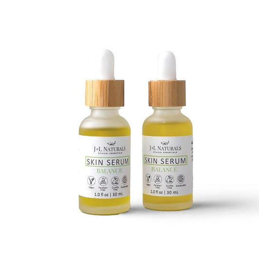 J&L Naturals | Face & Body Oil for Oily, Sensitive, Dry, Combination, Mature, & Dull Skin Types | With Jojoba Oil, Grapeseed Oil, Sunflower Oil (1 Fl Oz (Pack of 2), Balance (oily, combination))