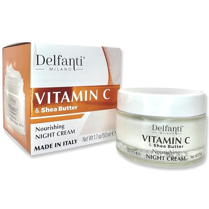 Delfanti-Milano • VITAMIN C & SHEA BUTTER • Nourishing Night Cream • Face and Neck Moisturizer • Made in Italy