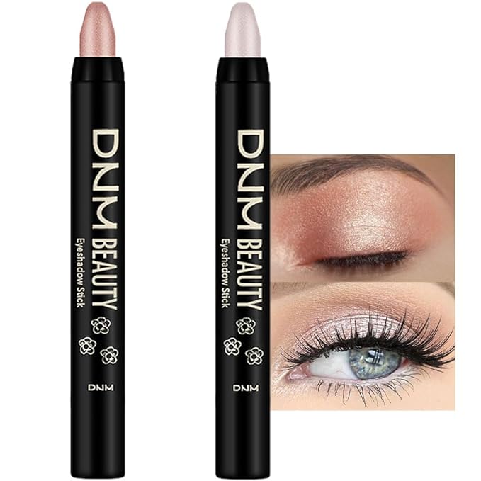 evpct 2Pcs Cream Eyeshadow Brightener Sticks Set for Eyes Waterproof, Champagne Shimmer & Pearl Shimmer Matte Metallic Eye shadow Stick Pencil Pen Bulk sombras en crema para ojos 17 +18