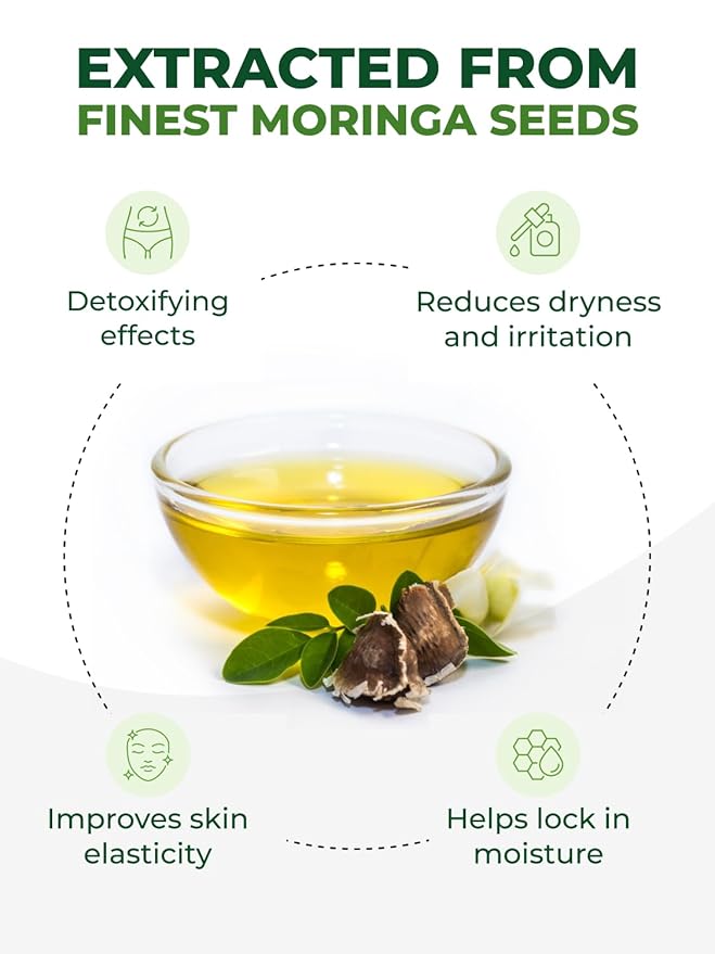 USDA Organic Moringa Seed Oil: 100% Pure, Cold Pressed, Unrefined Moringa Oleifera Seed Oil. 2 oz Bottle with Treatment Pump. For Skin and Hair - Food Grade for Oral Consumption
