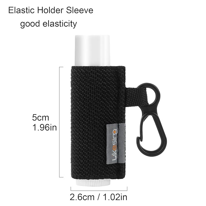 Lip Balm Holder, 4Pcs Chapstick Holder with Clip On for Backpacks, Elastic Lipstick Sleeve Holder Gifts for Friends Women Girls Boys Man, Black