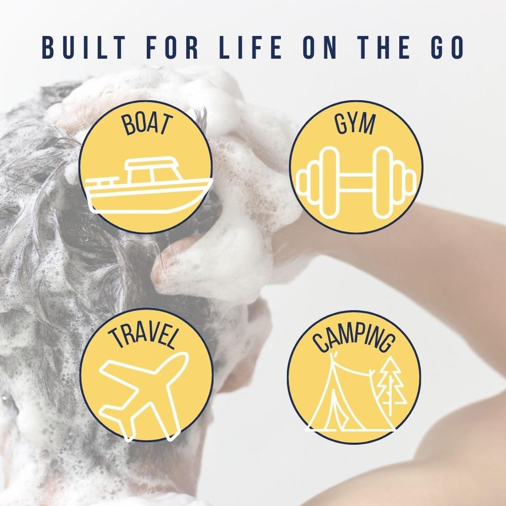 MACKENZIE'S Sand & Sea Shampoo Bar - Gifts for Fishermen - Vegan - Sulfate-Free - Eco Friendly - Zero Waste - Reusable Packaging with Travel Container - 3.5 OZ