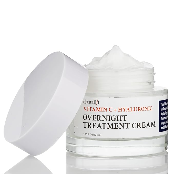 Elastalift Renewing Night Cream | Brightening Vitamin C Cream + Hyaluronic Acid Moisturizer For Face | Oil-Free Overnight Correcting Facial Treatment Night Lotion | Skin Care Face Cream, 1.75 Fl Oz