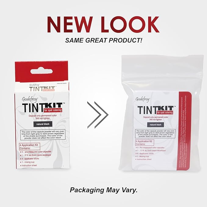 Godefroy Hair Color Kit for Spot Coloring, Covers Up Gray Hairs, Natural Black, 4-Application Kit