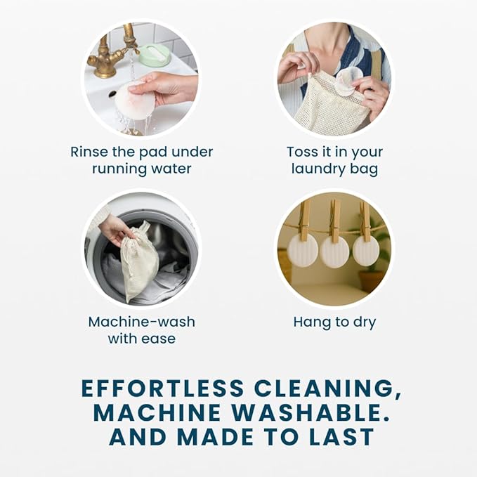 LastRound Reusable Makeup Remover Pads - 7 Washable Eco-Friendly Reusable Cotton Rounds for Face - Sustainable & Soft Cotton Face Pads for Facial Cleansing & Eye Makeup Removal - Travel Storage Case