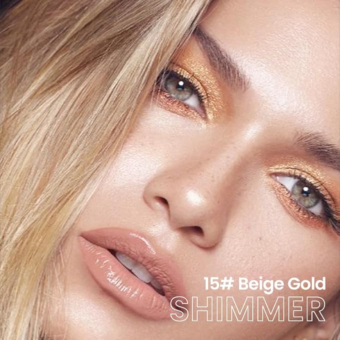 evpct Beige Gold Shimmer Cream Eye Shadow Brightener Sticks Set for Eyes, Gold Shimmery Matte Pencil Eye shadow Applicator Stick Pen Palette Makeup Waterproof sombras en crema para ojos 15#