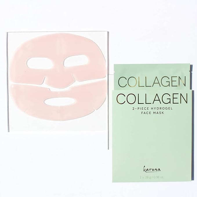 Karuna Skin - COLLAGEN Face Mask Sheets, Hydrogel 2-Piece Facial Mask, Age-Defying, Hydrating, Rejuvenating & Moisturizing Skin Care Essential That Targets Fine Lines & Wrinkles, 1 Pack