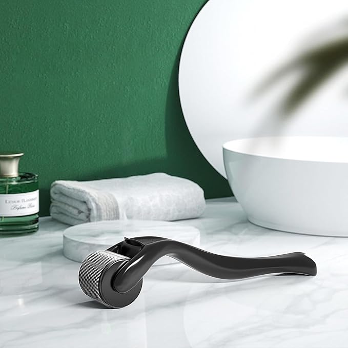 Micro Needling Roller Beard Roller 540 Stainless Steel Micro Needling Roller for Hair Body Home Use (Black)