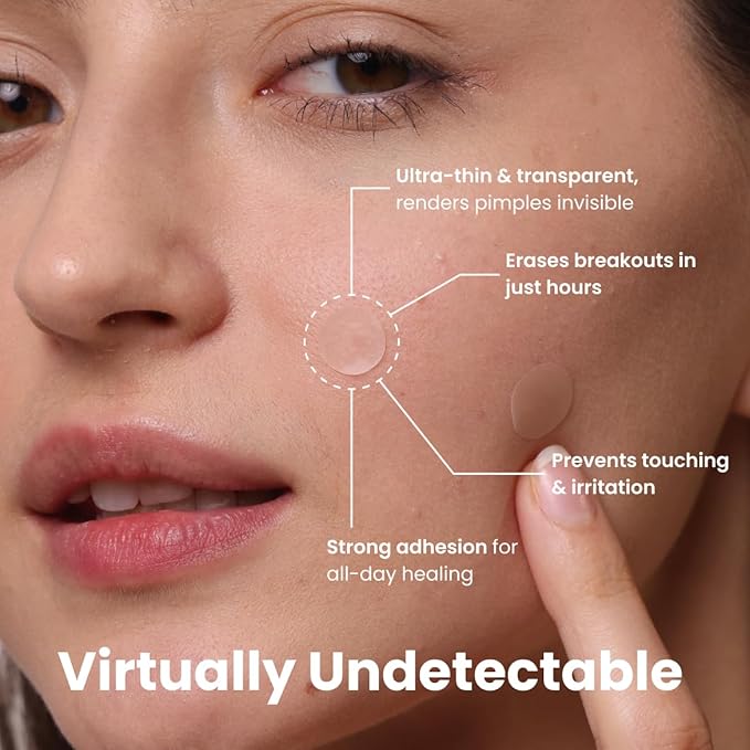 Eliré Daytime Pimple Patch – Ultra-Thin & Invisible Pimple Stickers – Heals & Protects While Blending with Skin – Works Under Makeup, Non-Drying & Dermatologist-Tested