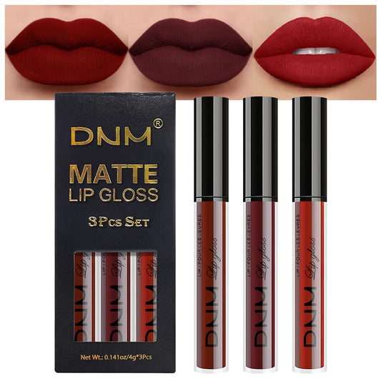 evpct 3Pcs Dark Red Deep Red Oxblood Red Matte Liquid Lipstick Lip Stain Sets for Women Matte+Lipstick Long Lasting Permanent 24 hr Hours Magic Lipstick 24 Hours original Waterproof 26